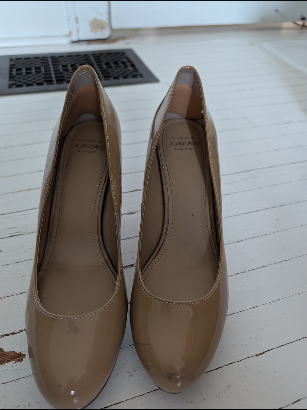 Women's Patent Leather Nude Pumps